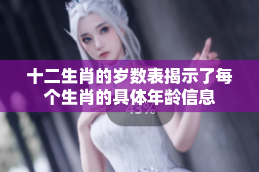 十二生肖的岁数表揭示了每个生肖的具体年龄信息