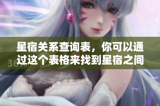 星宿关系查询表，你可以通过这个表格来找到星宿之间的关系信息